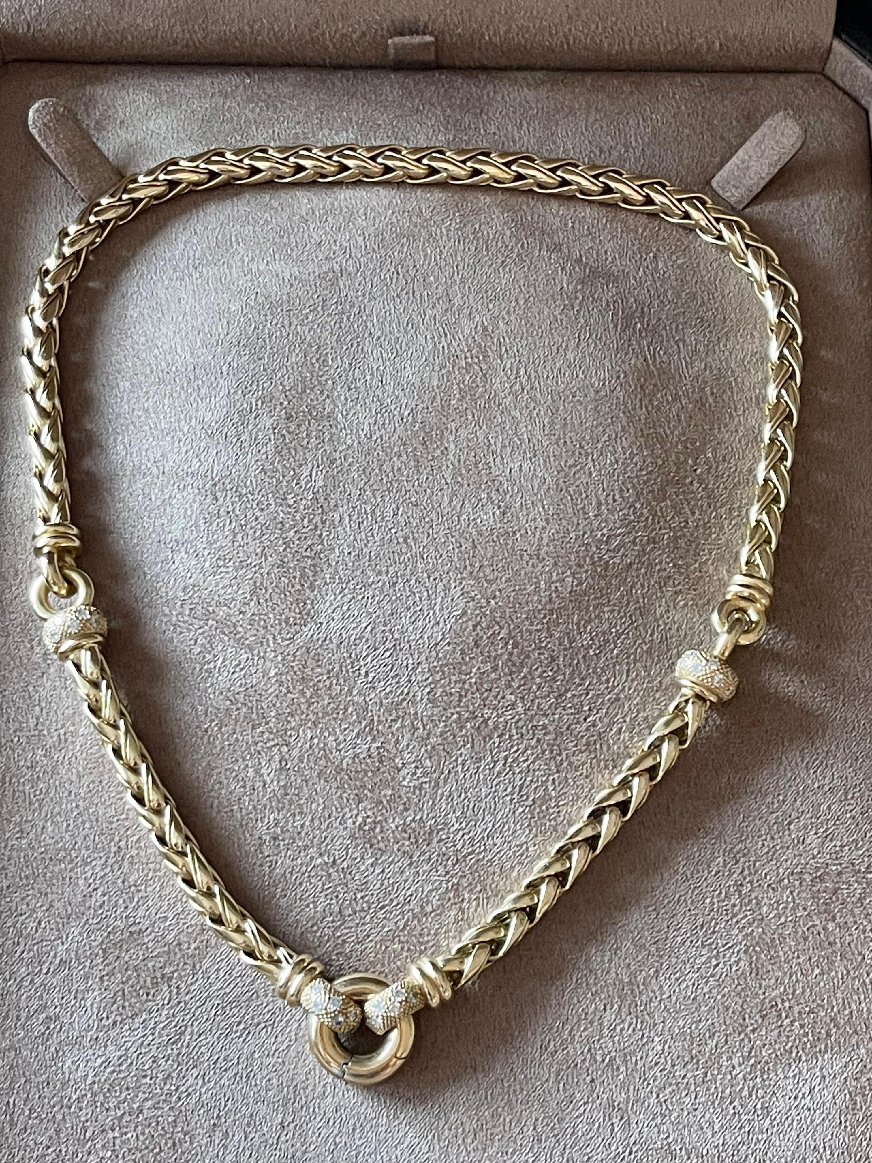 18 K yellow Gold Rope Necklace Diamonds For Sale 3