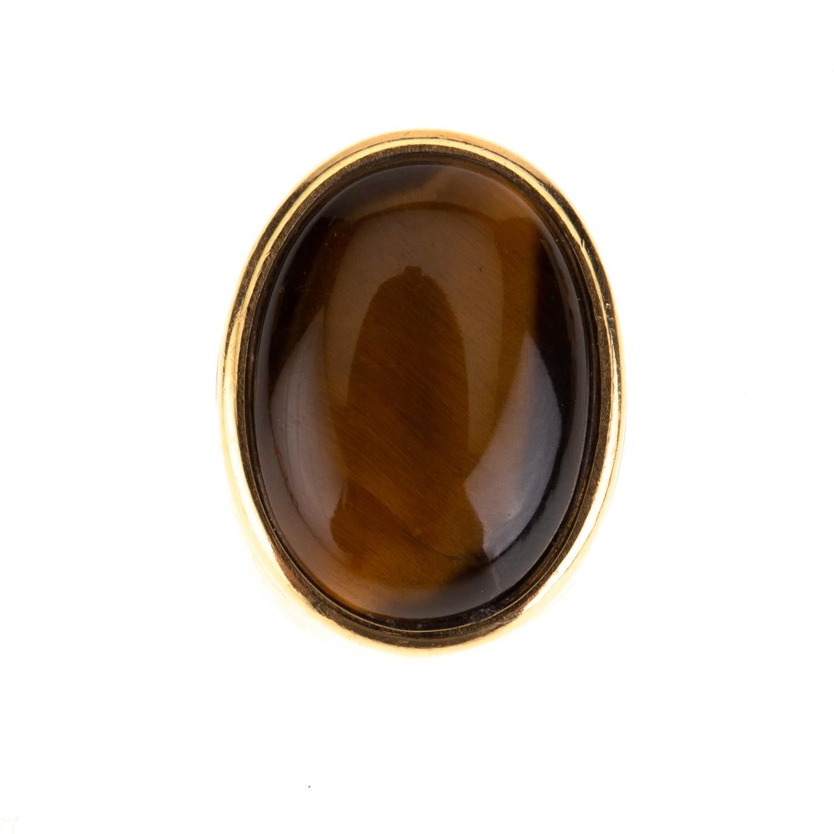 Tiger's  eyes cabochon cts 14 ring 18k yellow gold gr 21,90. Size 13 eu.
All Giulia Colussi jewelry is new and has never been previously owned or worn. Each item will arrive at your door beautifully gift wrapped in our boxes, put inside an elegant