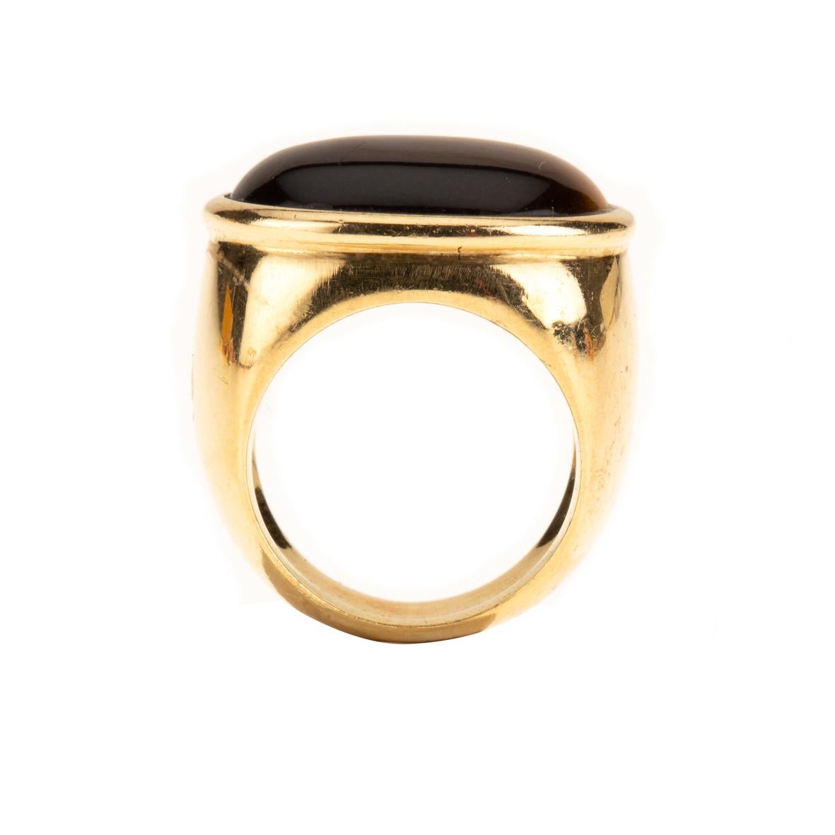 Tigeraugen aus 18 Karat Gelbgold, handgefertigt  Ring im Zustand „Neu“ im Angebot in Milan, IT