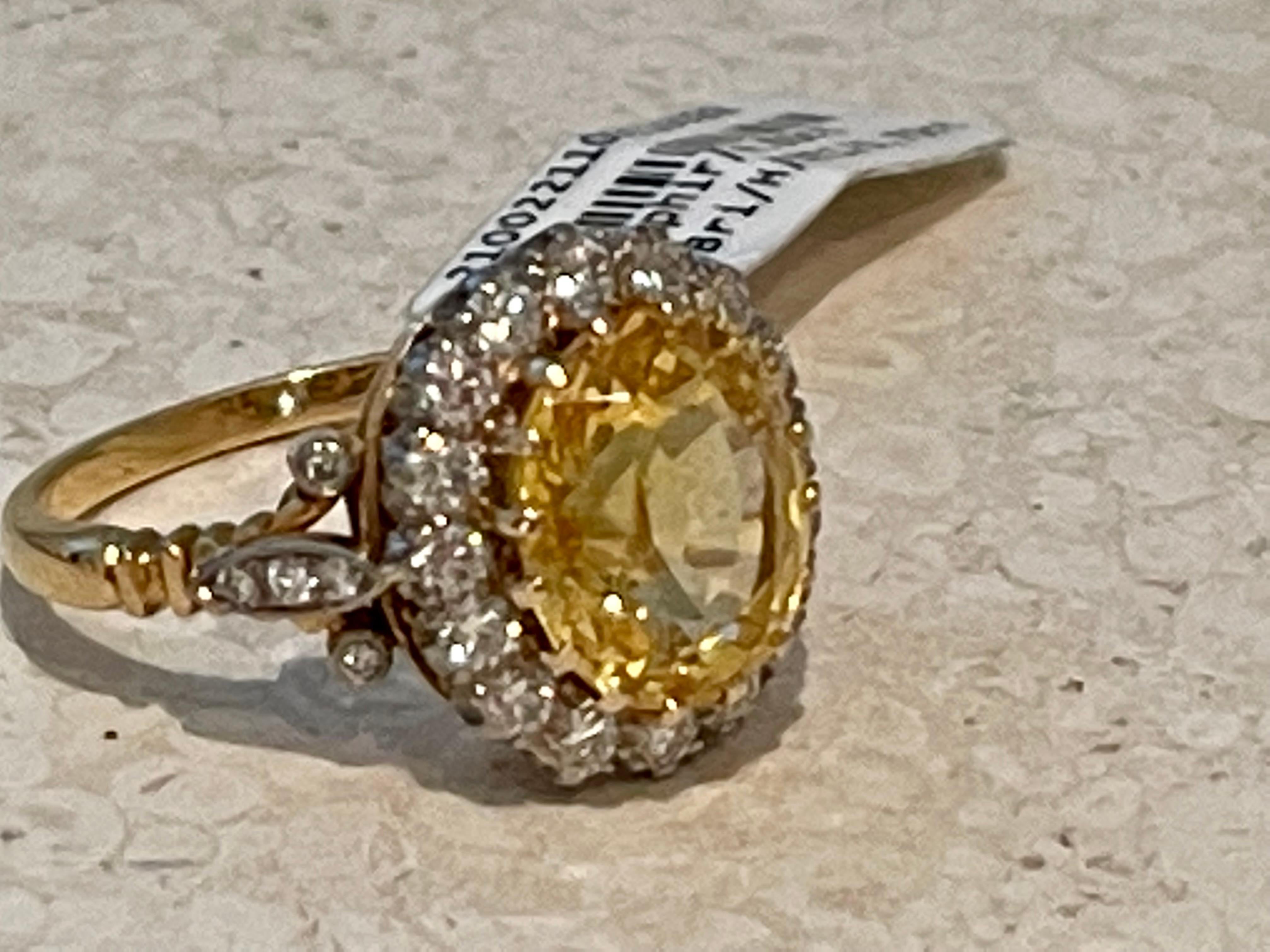 18 K Yellow Gold Vintage Entourage Ring Yellow Sapphire Diamonds For Sale 5