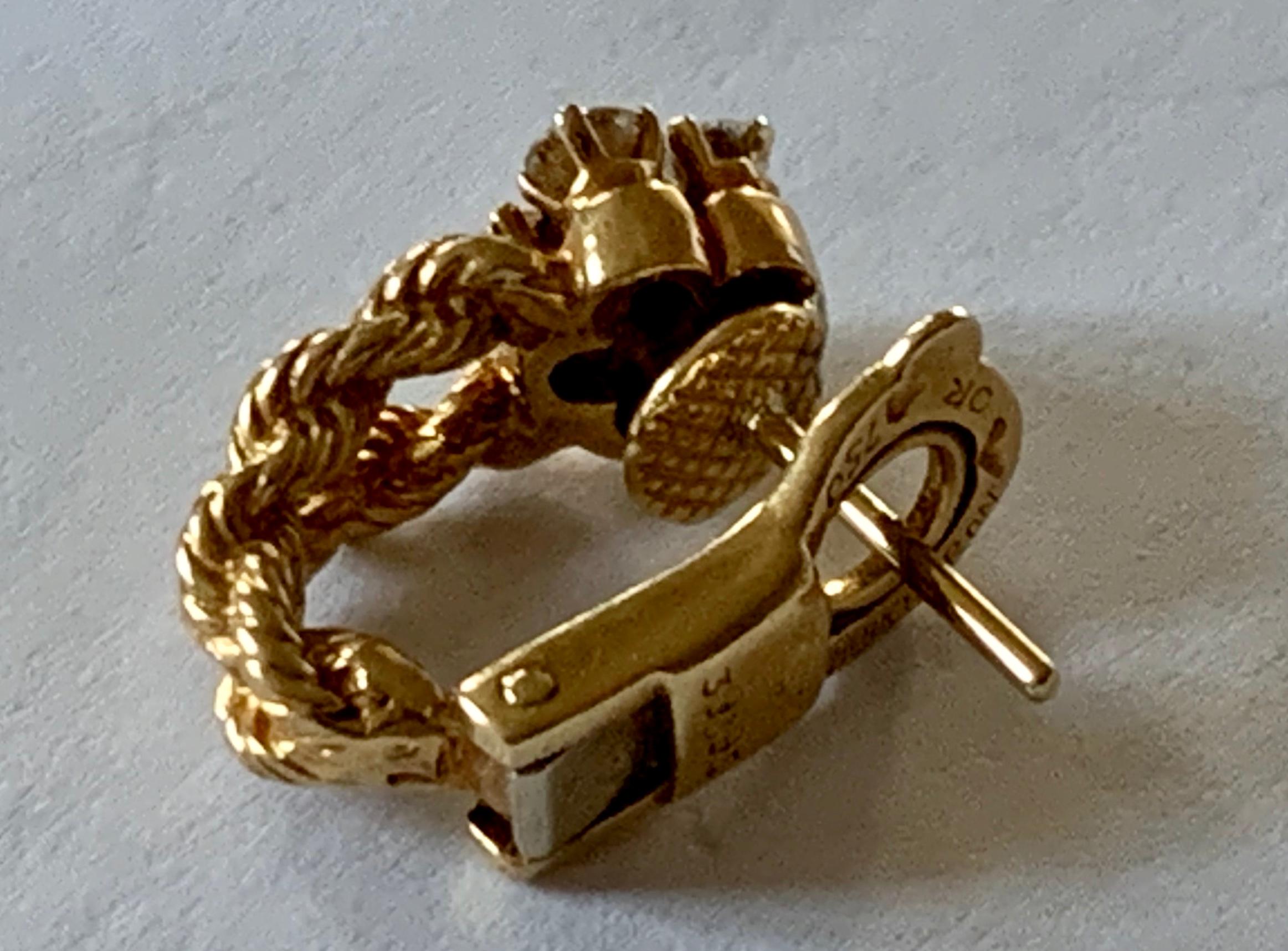 18 Karat Yellow Gold Vintage Rope Twist Diamond Ear Studs by Boucheron, Paris For Sale 6