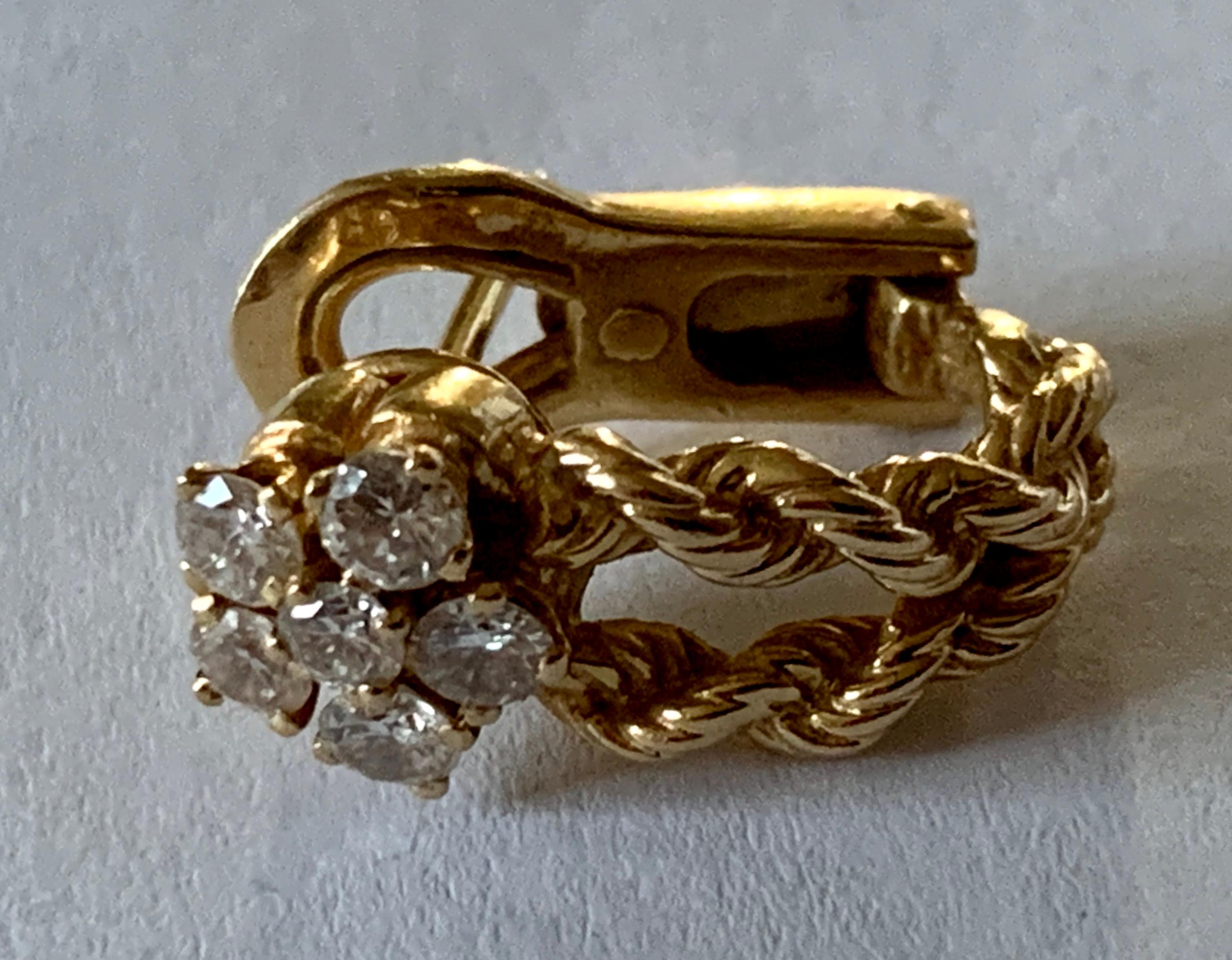 18 Karat Gelbgold Vintage Seildreh-Diamant-Ohrstecker von Boucheron, Paris im Zustand „Gut“ im Angebot in Zurich, Zollstrasse