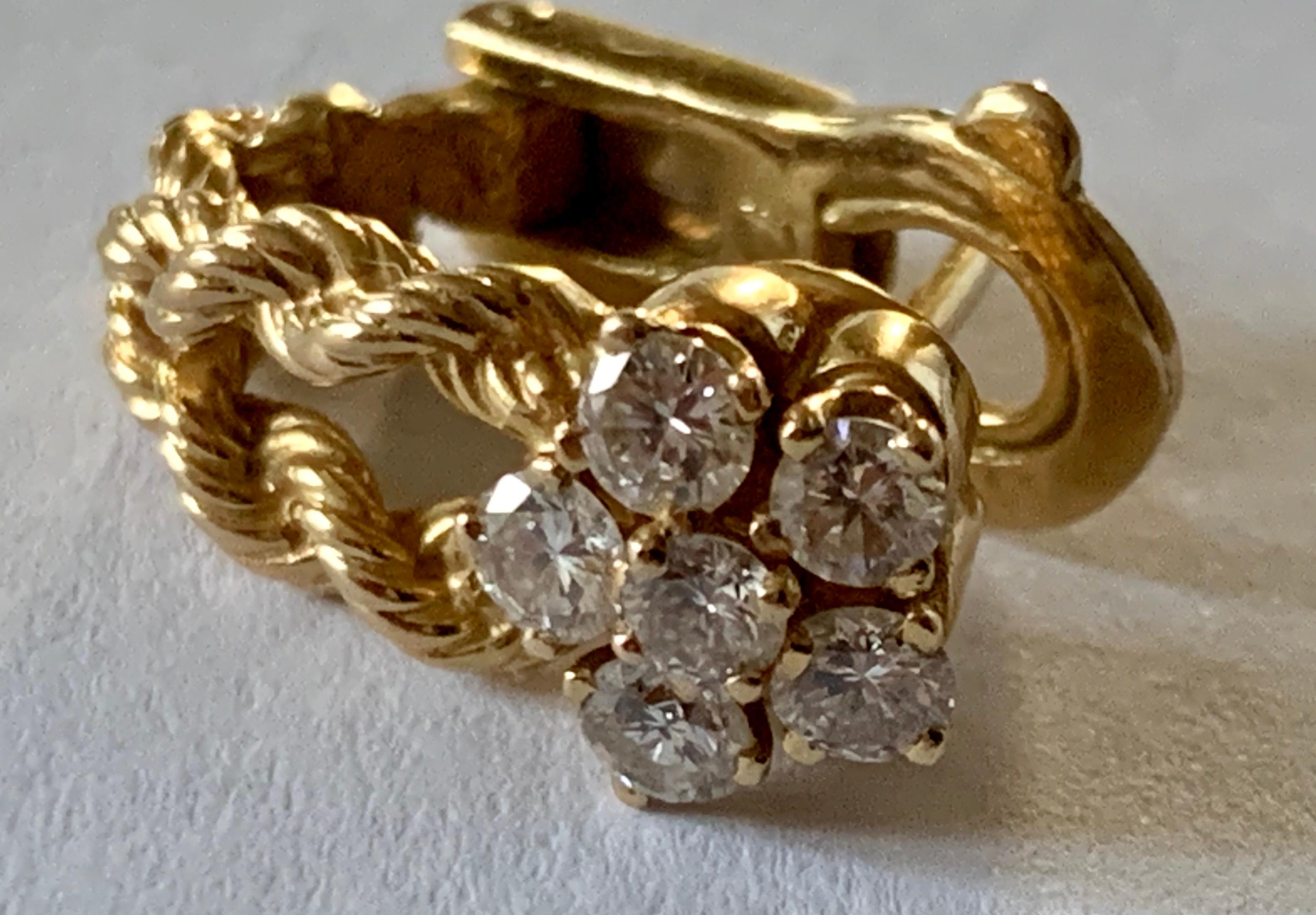 18 Karat Gelbgold Vintage Seildreh-Diamant-Ohrstecker von Boucheron, Paris im Angebot 3