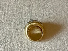 18 K yellow white brushed Gold band Ring Diamonds