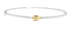 18 Kara Gold 1.44 Carat Solitaire Yellow Diamond and White Diamond Tennis Bangle