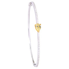 Used 18 Kara Gold 1.44 Carat Solitaire Yellow Diamond and White Diamond Tennis Bangle