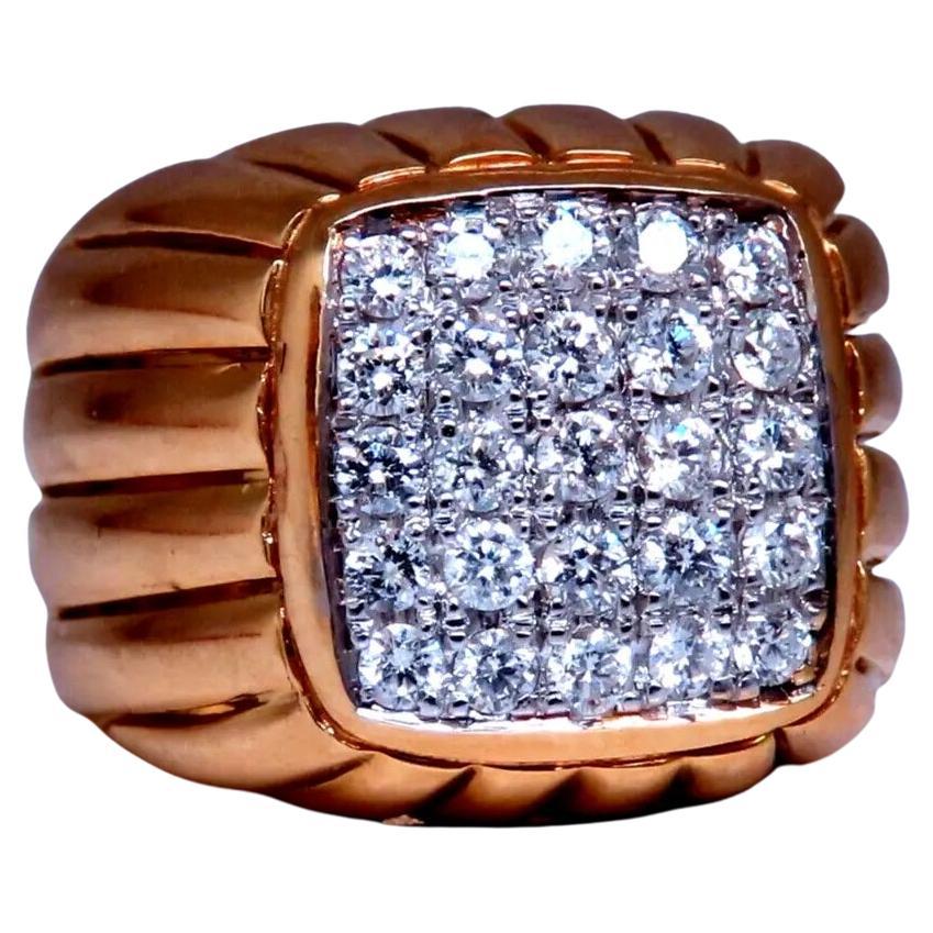 18 Karat 1 Carat Diamond Dome Ring Mod Deco Detail For Sale