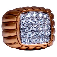 18 Karat 1 Carat Diamond Dome Ring Mod Deco Detail*