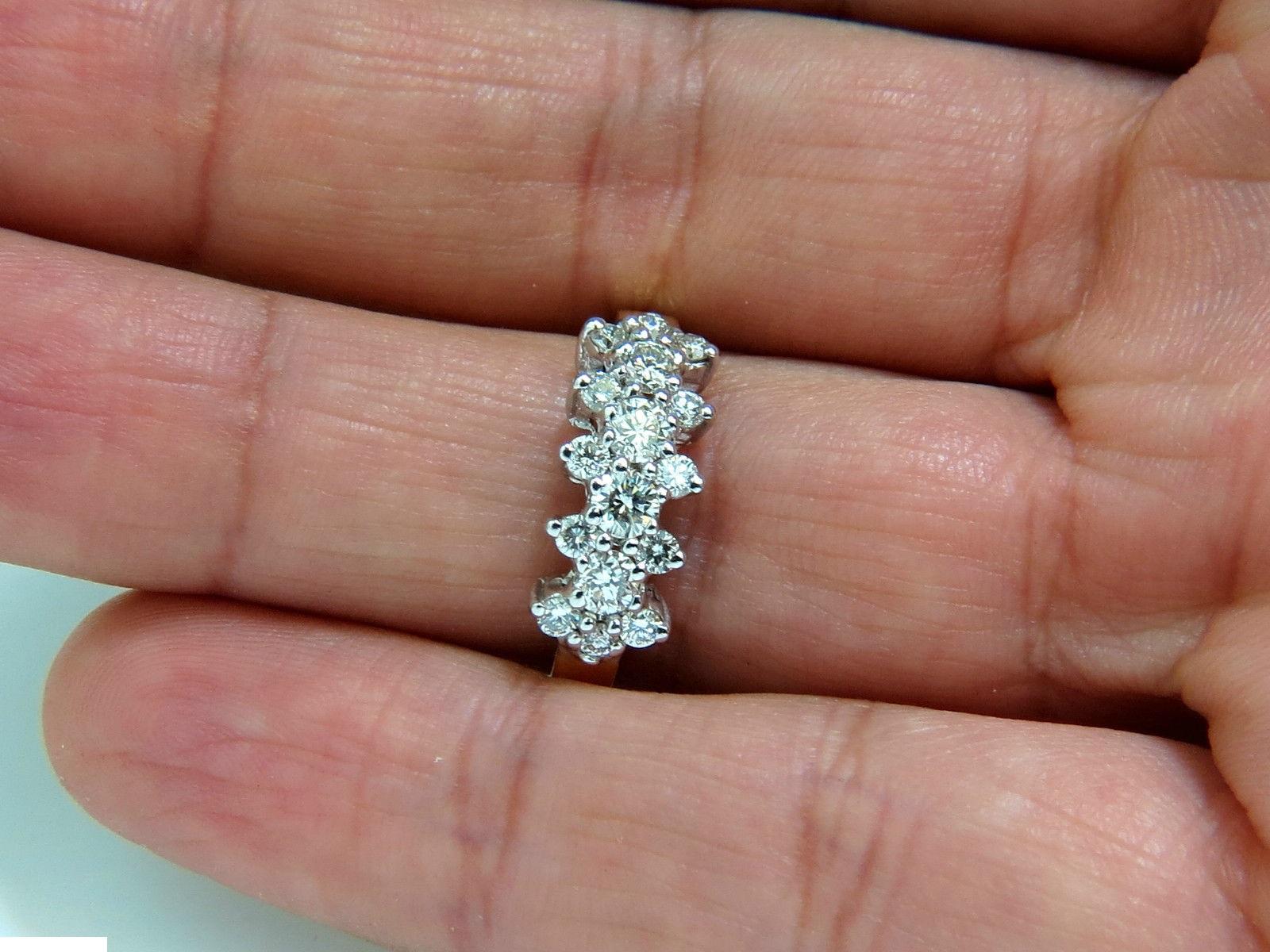 18 Karat 1.00 Carat Diamonds Cluster Band Ring Excellent Cuts For Sale 6