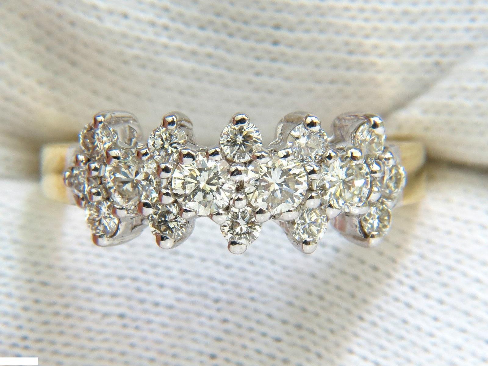 18 Karat 1.00 Carat Diamonds Cluster Band Ring Excellent Cuts In New Condition For Sale In New York, NY