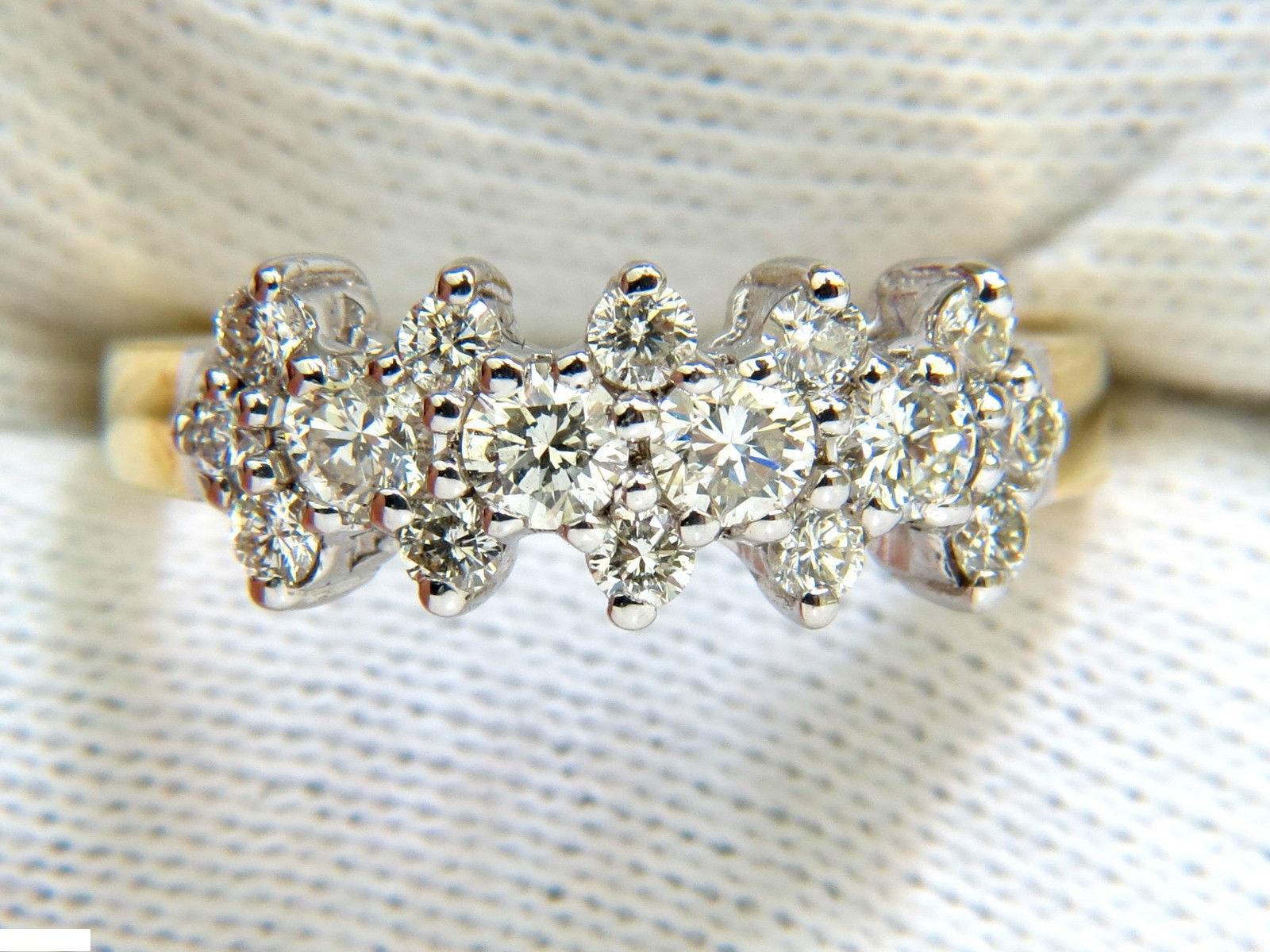 Women's or Men's 18 Karat 1.00 Carat Diamonds Cluster Band Ring Excellent Cuts For Sale