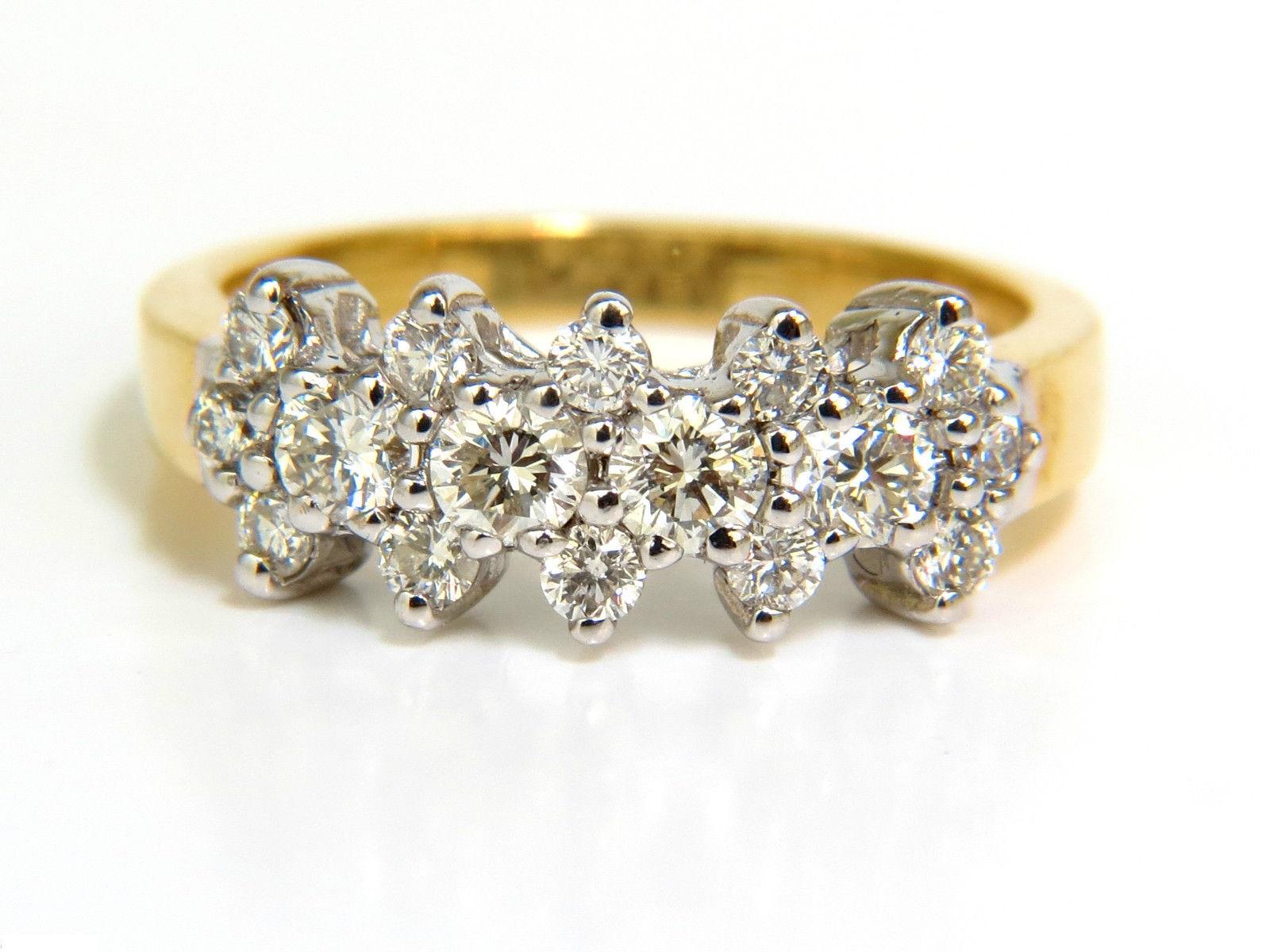 18 Karat 1.00 Carat Diamonds Cluster Band Ring Excellent Cuts For Sale 1