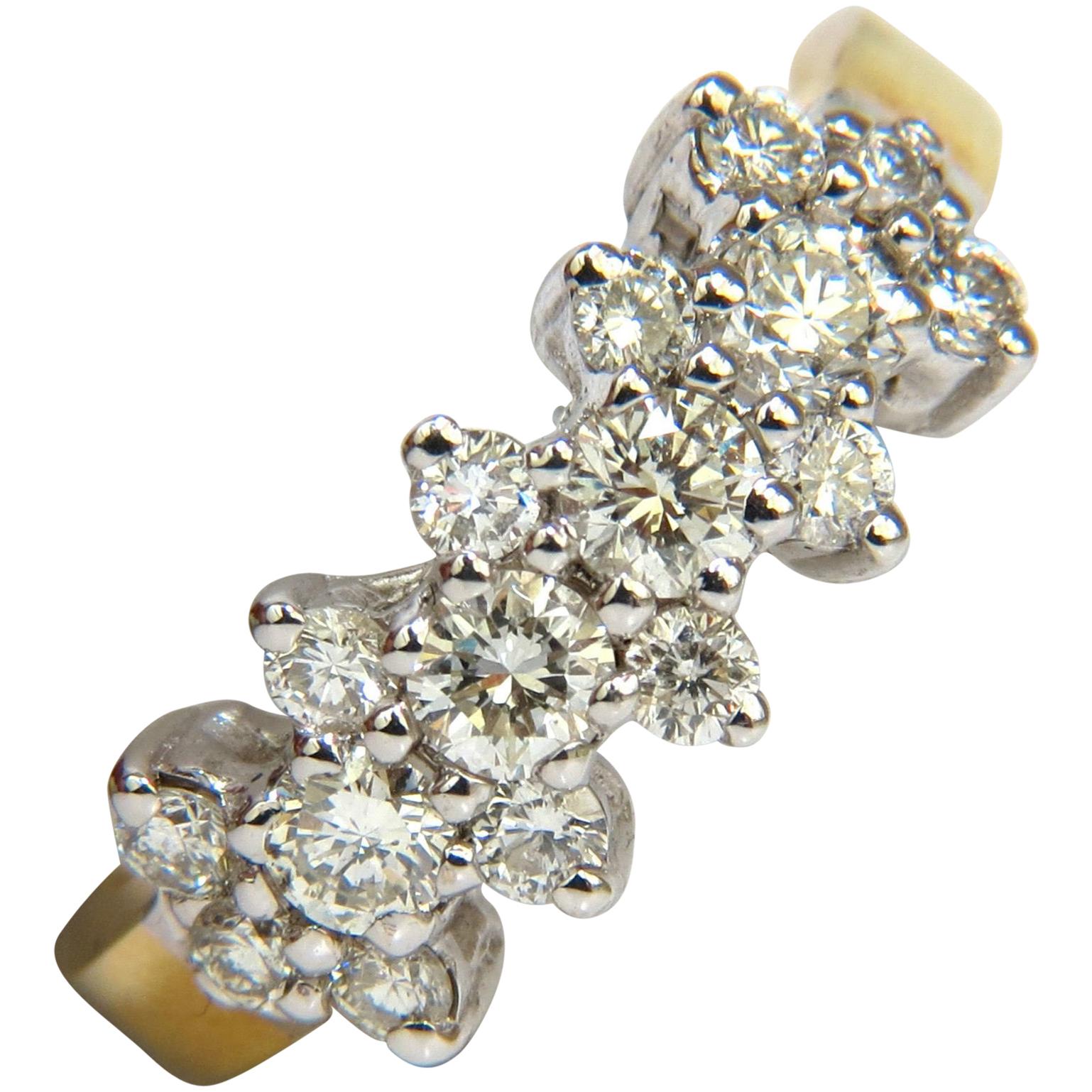 18 Karat 1.00 Carat Diamonds Cluster Band Ring Excellent Cuts*