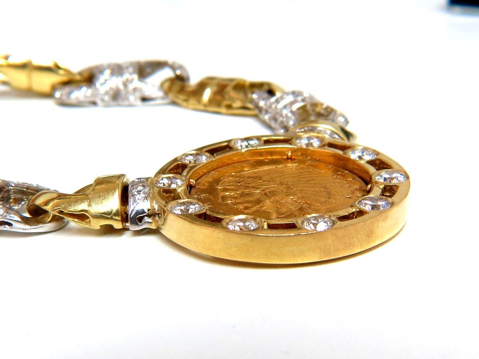 18 Karat 105 Gram 1912 Indian Head BLP Fine Coin 6.10 Carat Diamond Necklace 2