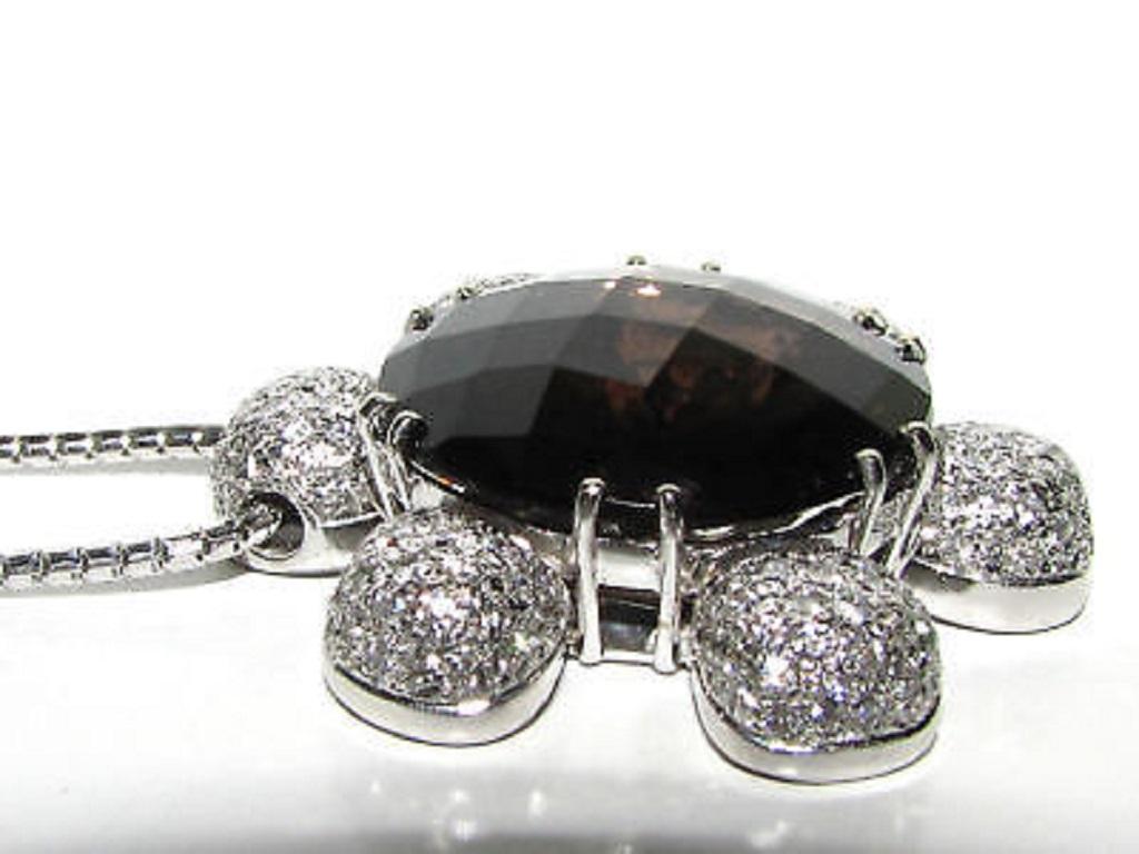 18 Karat 12.50 Carat Checkerboard Topaz Diamond Necklace In New Condition In New York, NY