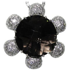 18 Karat 12.50 Carat Checkerboard Topaz Diamond Necklace*
