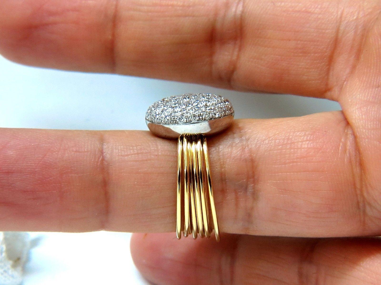 18 Karat 1.36 Carat Multi Bands Bead Set Modern Deco Diamond Ladies Ring For Sale 4