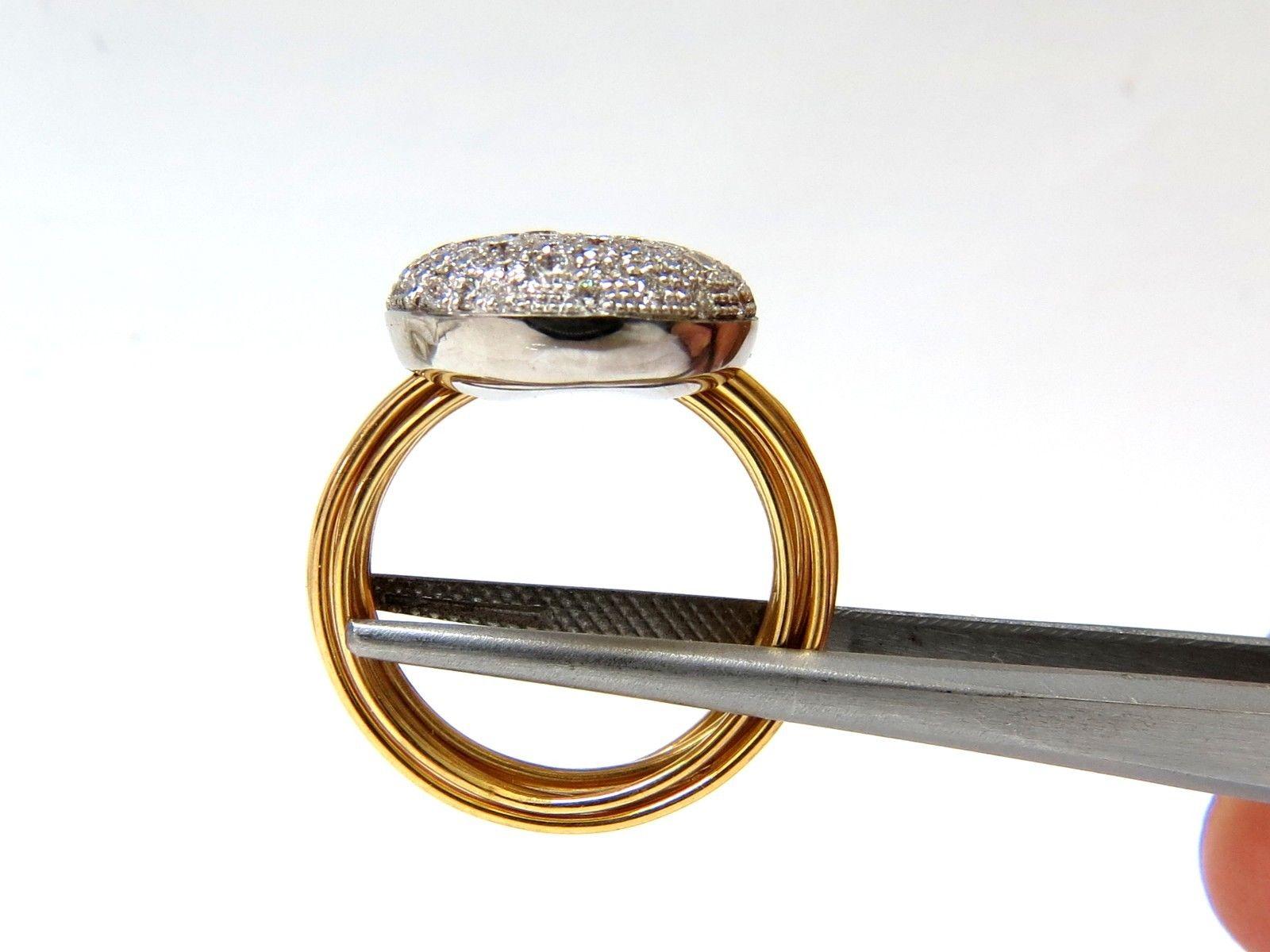 Women's or Men's 18 Karat 1.36 Carat Multi Bands Bead Set Modern Deco Diamond Ladies Ring For Sale
