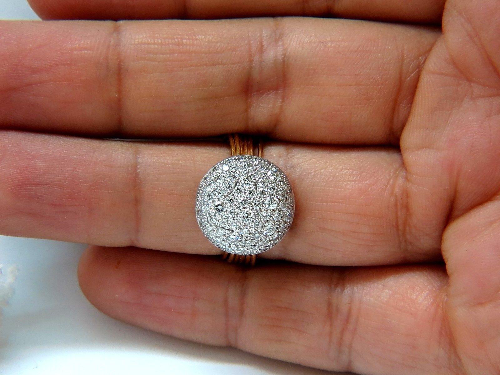 18 Karat 1.36 Carat Multi Bands Bead Set Modern Deco Diamond Ladies Ring For Sale 3