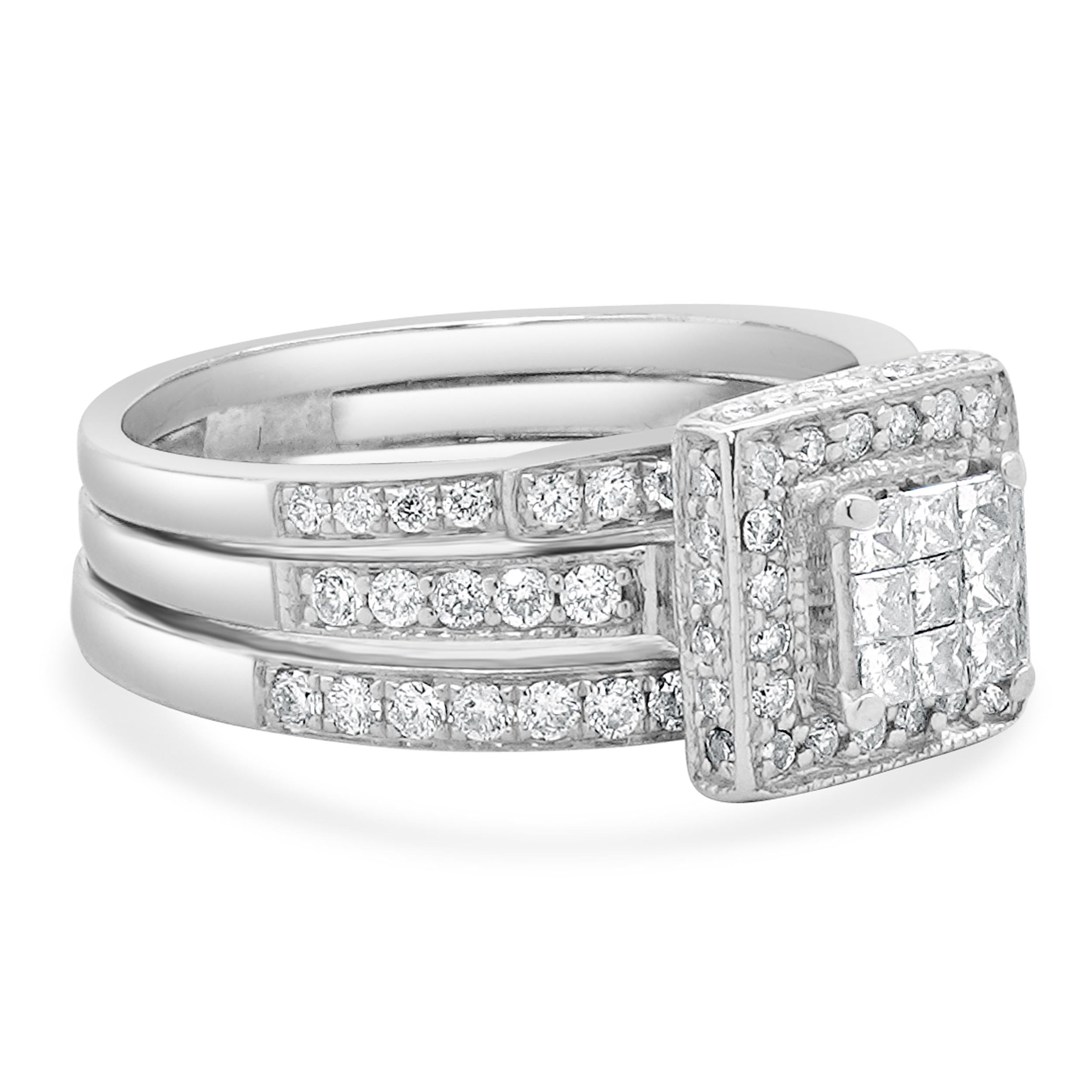 Designer: design personalizzato
Materiale: Oro bianco 18k/14k
Diamante: 89 taglio rotondo = 0,90ct
Colore: H
Chiarezza: SI2
Diamante: 9 taglio princess = 0,30ct
Colore: I
Chiarezza: SI2
Misura dell'anello: 8,25 (si prega di attendere fino a 2 giorni