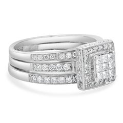 18k / 14k White Gold Princess Cut Invisible Set Diamond Engagement Ring