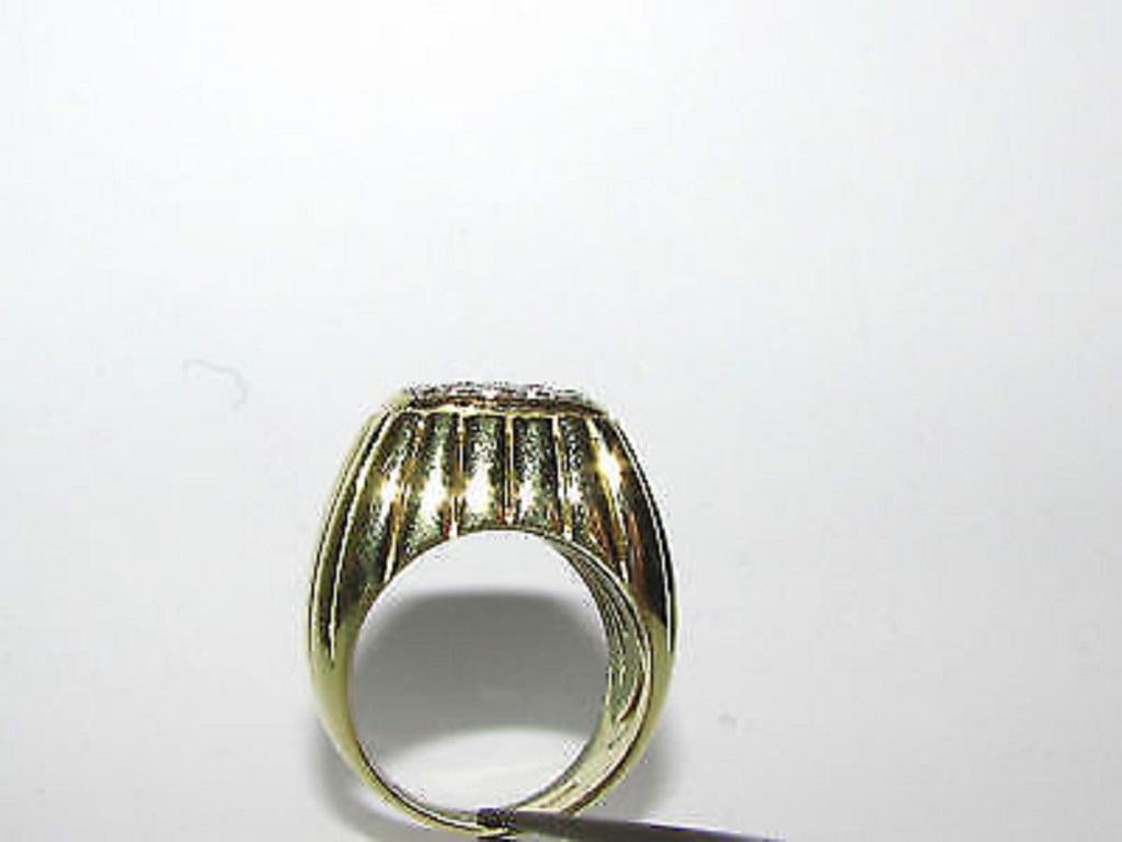 Women's or Men's 18 Karat 1.50 Carat Diamond Dome Ring A+ Mod Deco Detail For Sale
