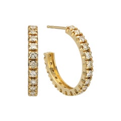 half of 1.80 18 Karat 1.80 Carat Diamond Gold Tapered Half Hoop Earrings