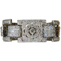 18 Karat 20,00 Karat Diamanten Art Deco Stil Klassische Glieder Manschettenarmband Cluster