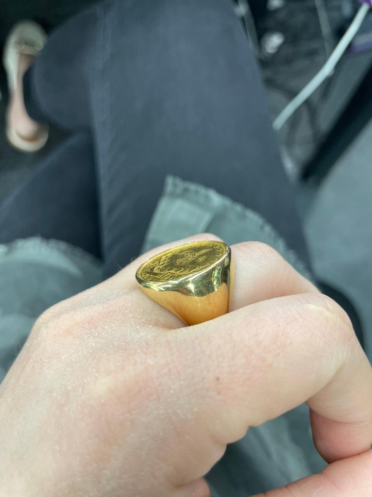 Bague Or 18 Carats (750/1000) Avec Pièce Dos Pesos Montée - Poids 4,44g, Occasion, Bijou Ancien