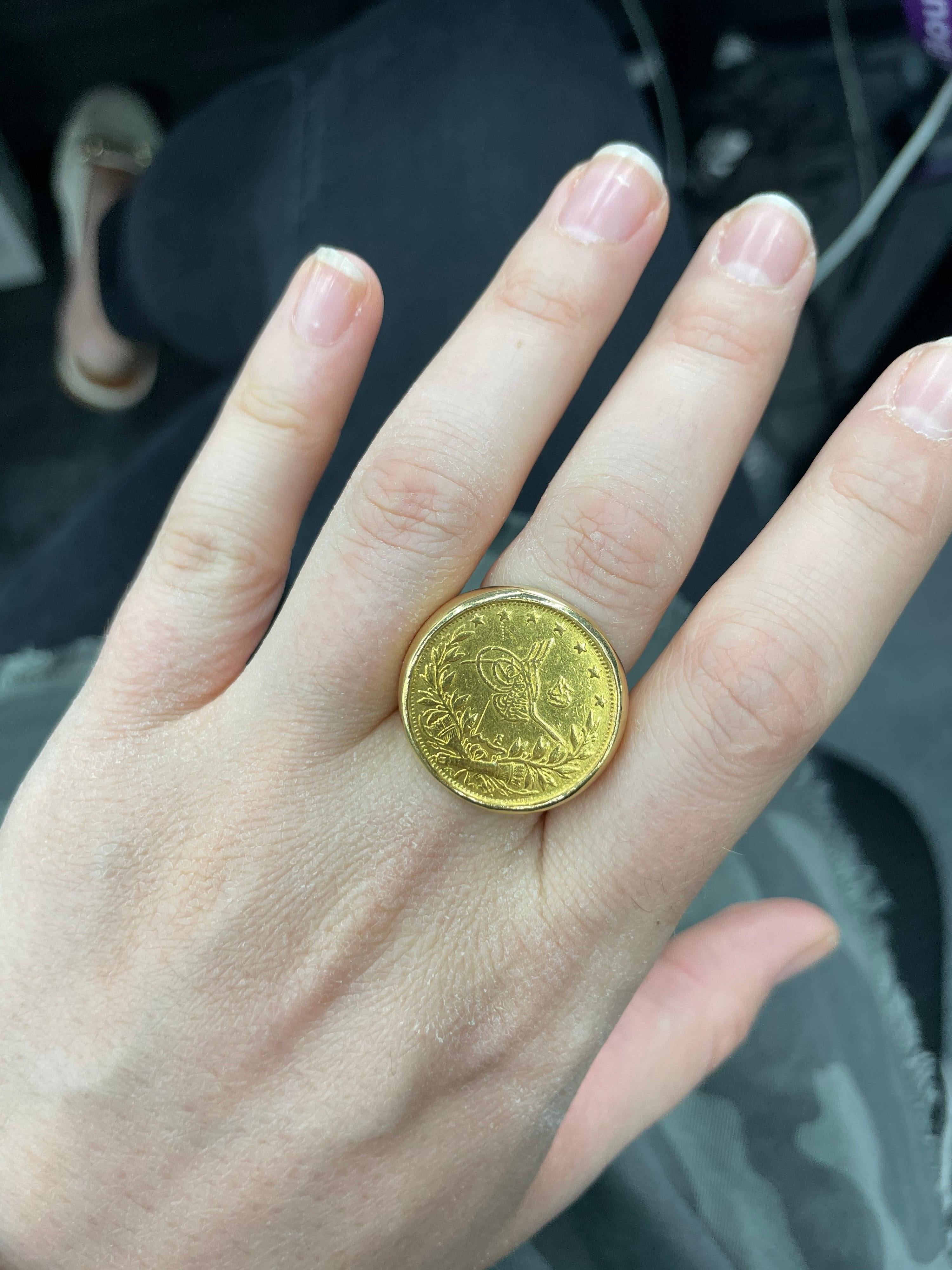 18 Karat & 21 Karat Yellow Gold Coin Ring 28.6 Grams 1