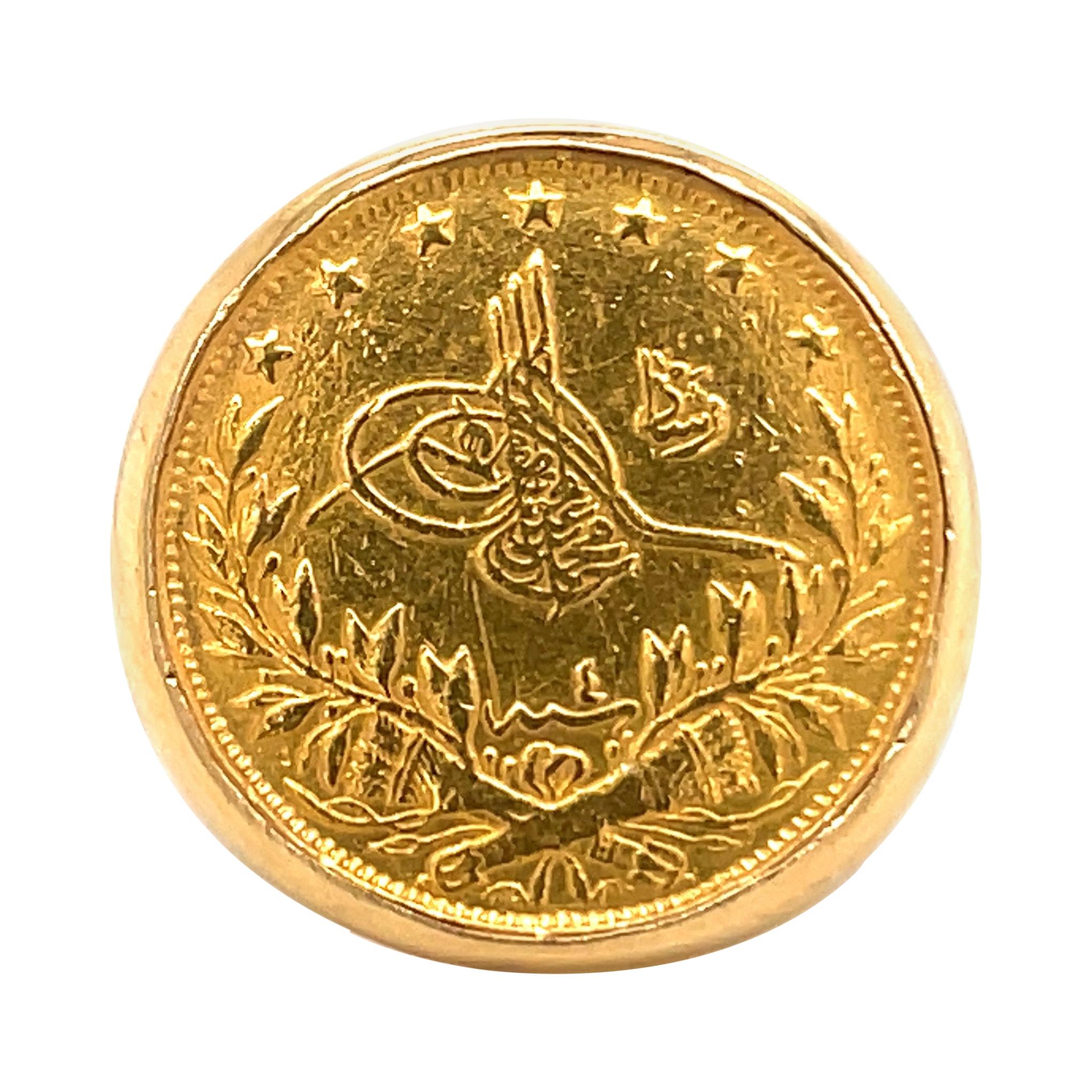 18 Karat & 21 Karat Yellow Gold Coin Ring 28.6 Grams