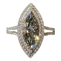 18 Karat 2,12 Karat Seltener Chameleon Fancy Gray-Yellowish Green Diamantring