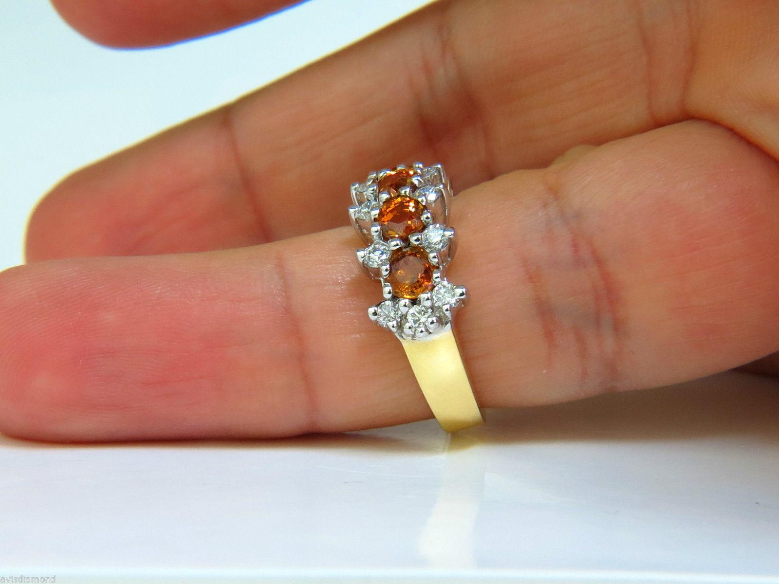 18 Karat, 2.27 Carat Natural Fine Gem Orange Sapphires Diamond Band Ring For Sale 2