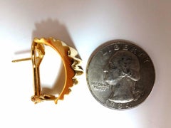 18 Karat 3D Regency Deco Grill Form Earrings Omega*