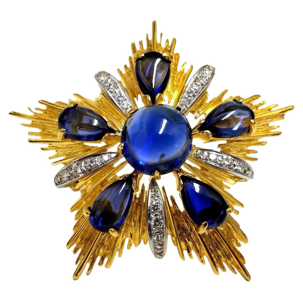 18 Karat 40 Carat Royal Medallion Brooch Pin Pendant Pearl Enhancer Ascot Knot For Sale
