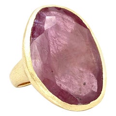 18 Karat 46 Carat Natural Sliced Pink Sapphire Yvel Ring