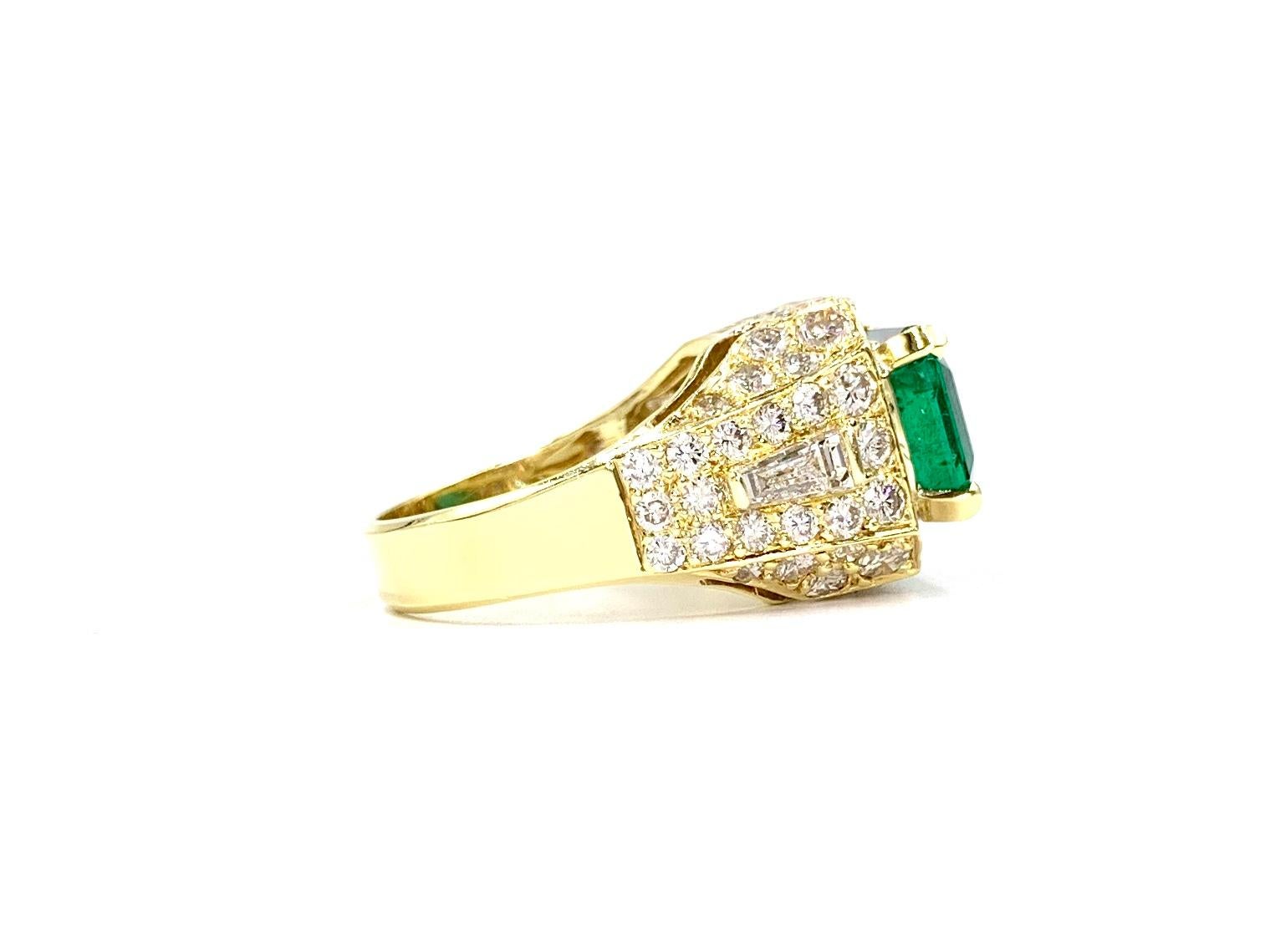Women's 18 Karat 5.87 Carat Emerald and Diamond Cocktail Ring For Sale