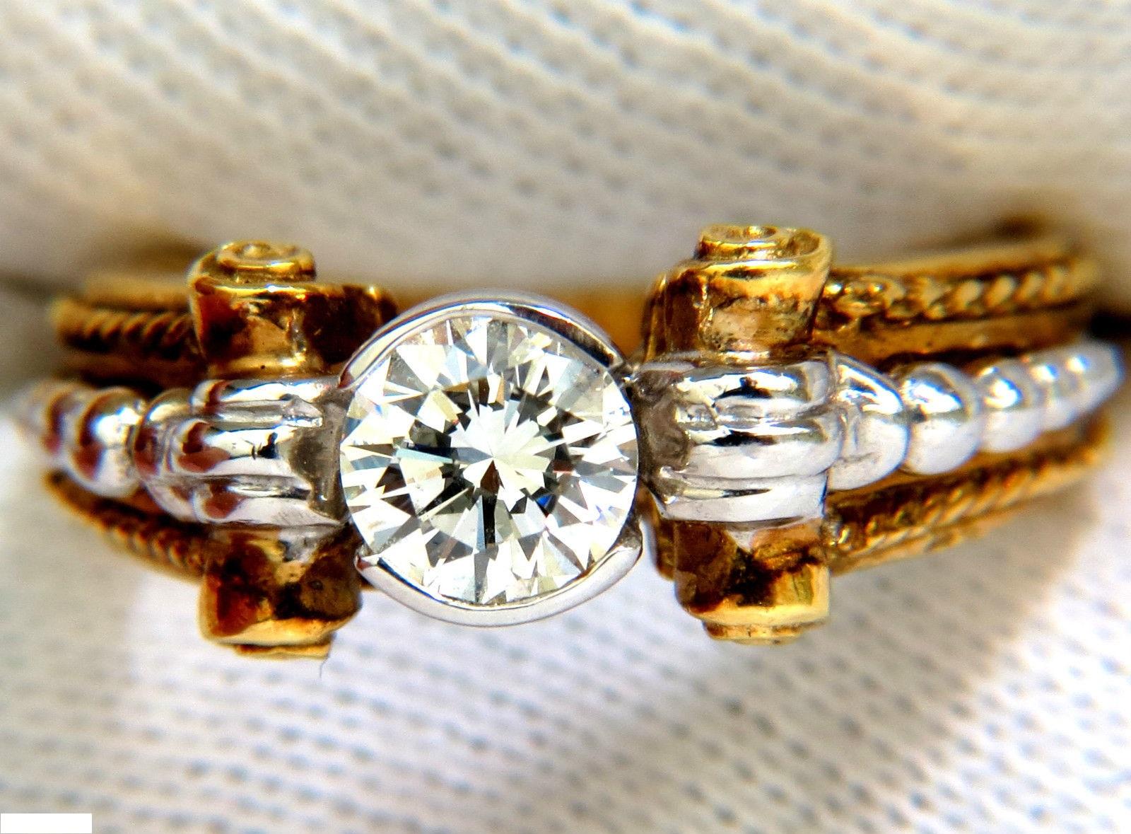 18 Karat .73 Carat Round Brilliant Diamond Ring and Venetian Prime Deco H/VS In New Condition For Sale In New York, NY