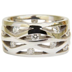 18 Karat .75 Carat Diamond 3D Channel Wave Wide Band*