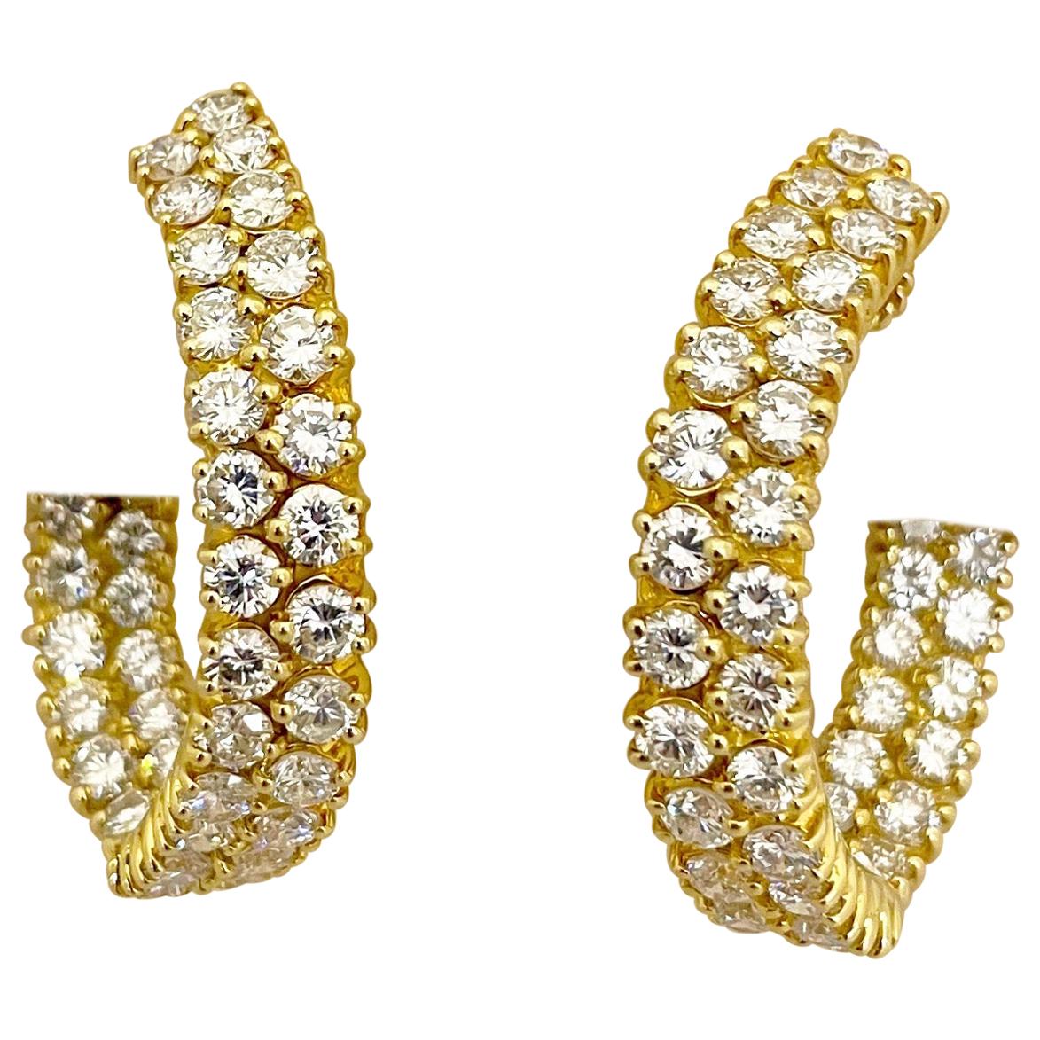18 Karat 7.65 Carat Marquis Shaped Diamond Hoop Earrings For Sale