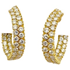 Vintage 18 Karat 7.65 Carat Marquis Shaped Diamond Hoop Earrings