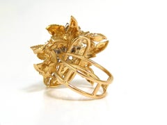18 Karat .77 Carat Natural Gem Yellow-Orange Sapphire Diamond Ring 3D Fern
