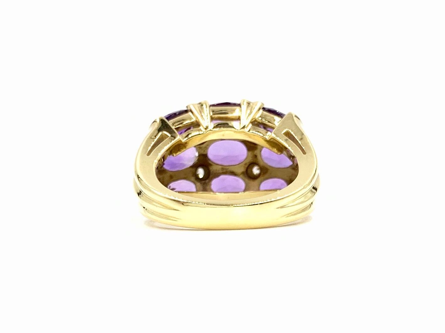 Women's 18 Karat Amethyst and Diamond Dome Ring For Sale