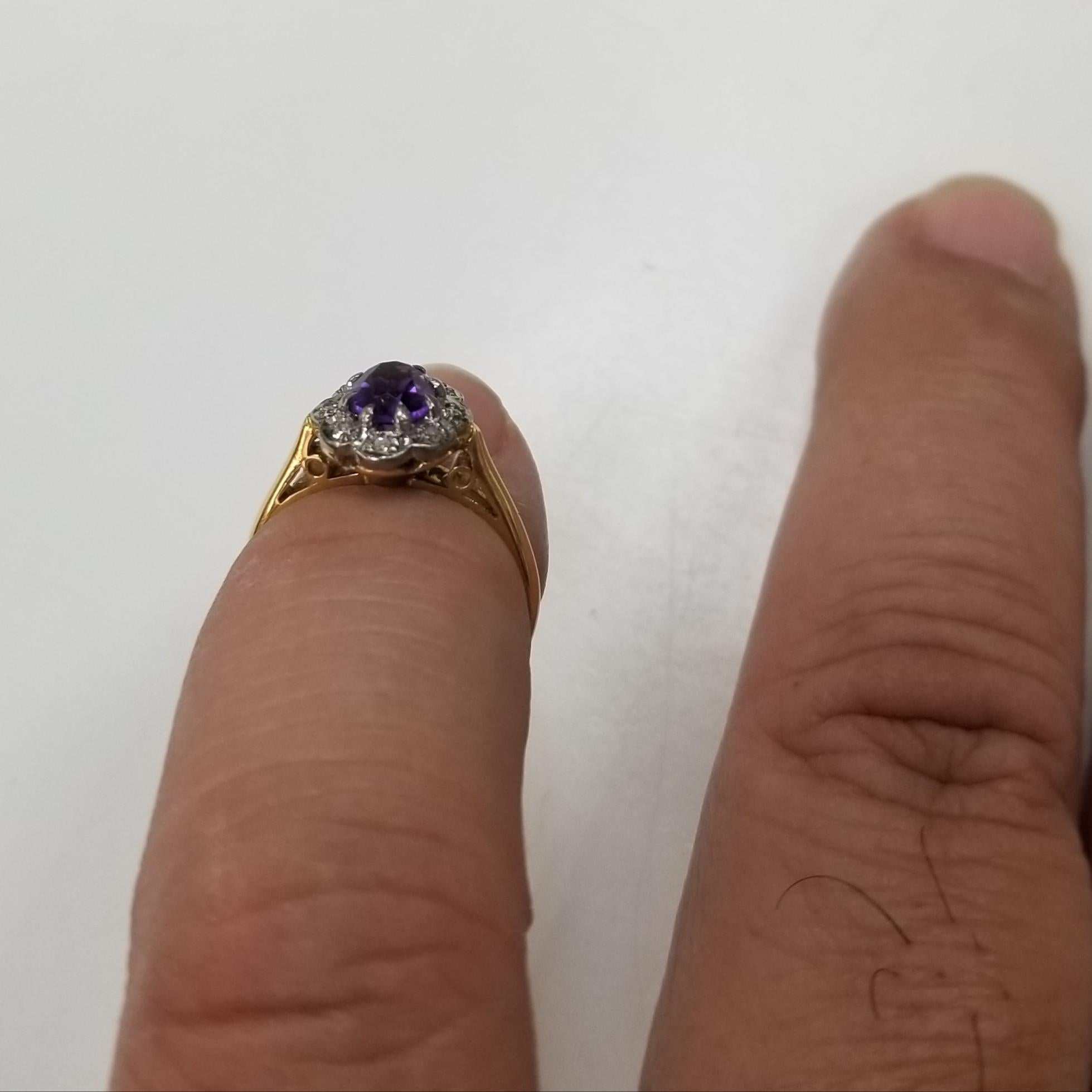 18 Karat Amethyst and Diamond Ring 4