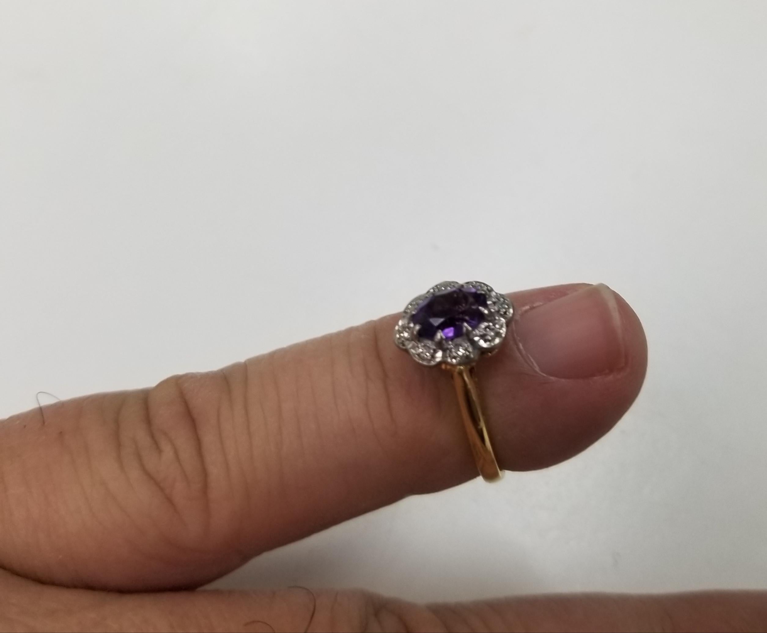 18 Karat Amethyst and Diamond Ring 5