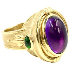 18 Karat Amethyst and Tourmaline Convertible Ring