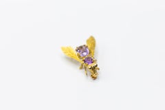 18 Karat Amethyst Insect Brooch