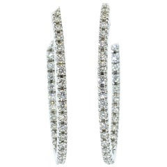 18 Karat and Diamond Fine Hoops Style Earrings, Contemporary