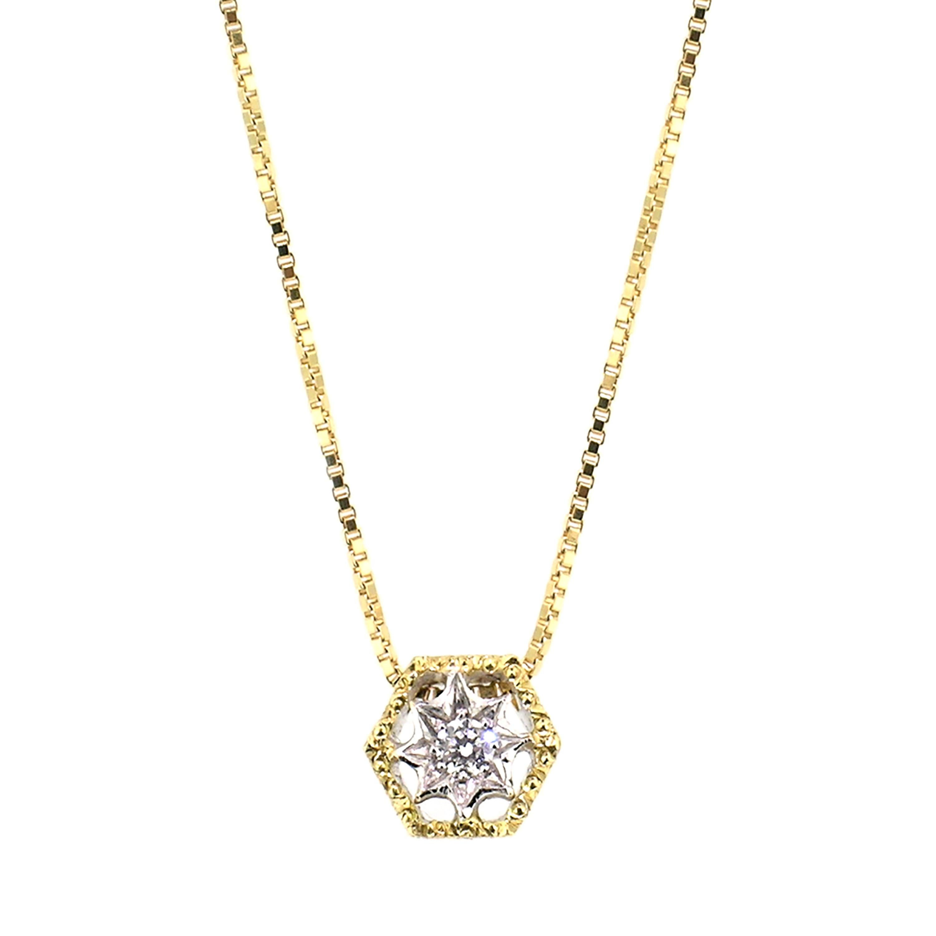 Round Cut 18 Karat and Diamond Pendant Necklace, Handmade and Hand Engraved in Italy
