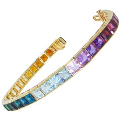 18 Karat and Multicolored Stone Bracelet by Raymond Yard